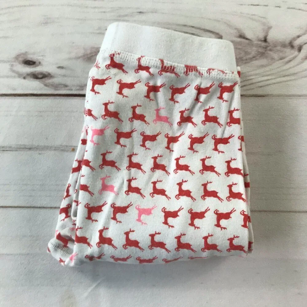 J.Crew Kids Girls Size 10 Red Prancing Reindeers White Pajama Set